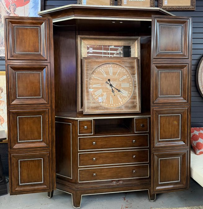 Custom Marge Carson Folio Armoire W/Nailhead Trim 67x22x88 AS IS