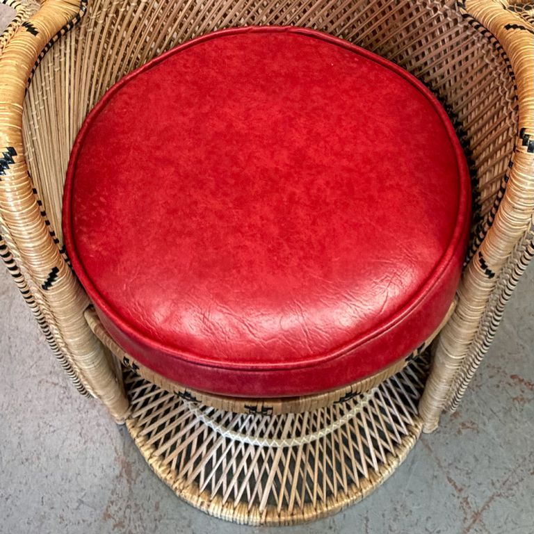 Vintage 70's Rattan Peacock Statement Chair 44x22x62.5