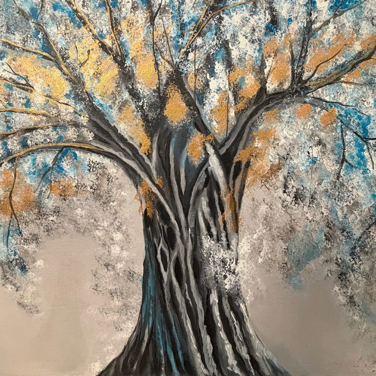 "Eternal Tree" Original Painting by Luly Antillion 63x35.5