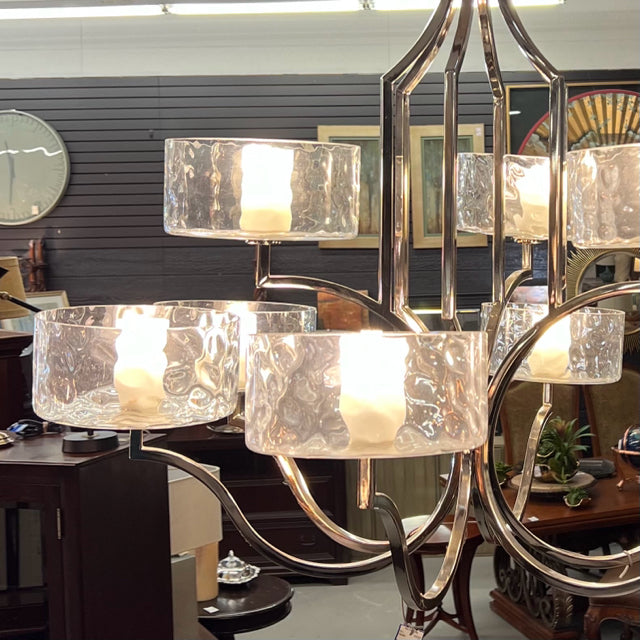 Progress Caress 9 Lt Chandelier Chrome W/Glass Globes 37"D