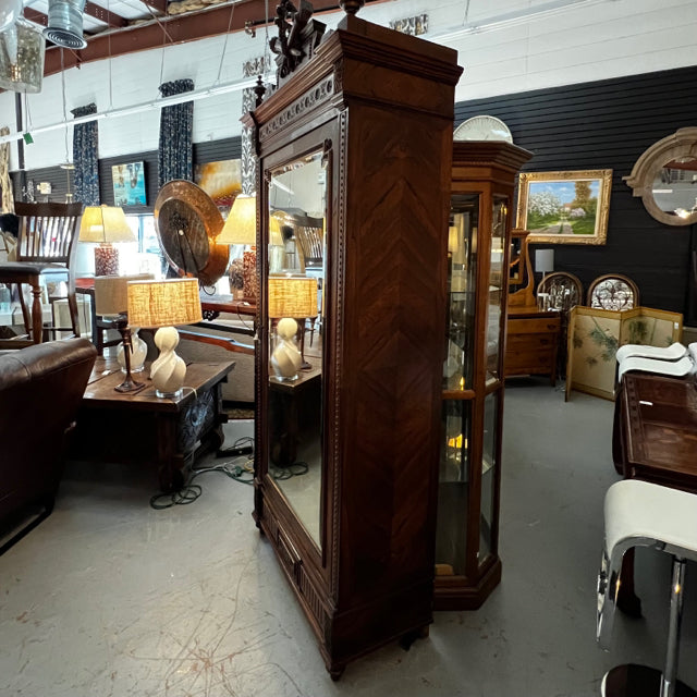Antique French Lisoir Mirrored Armoire with Torch and Quiver Motif 38.5x98x17.5