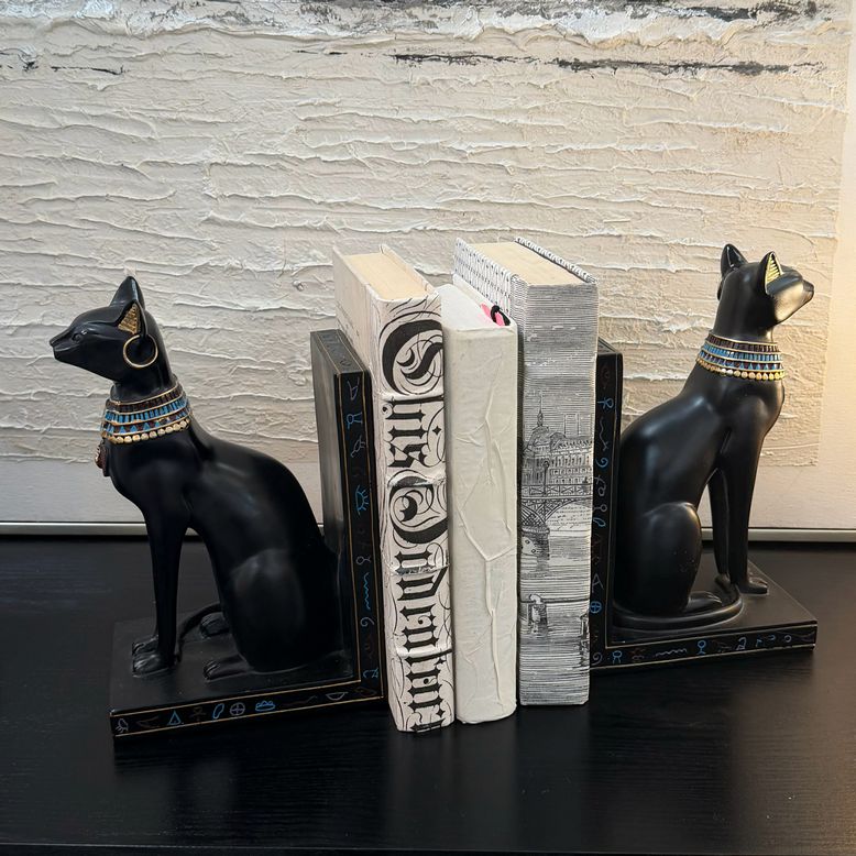 PAIR Egyptian Bastet Bookends 9.25"H