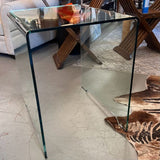 Late 19th Century 1/2" Glass Waterfall Side Table 22x28x28