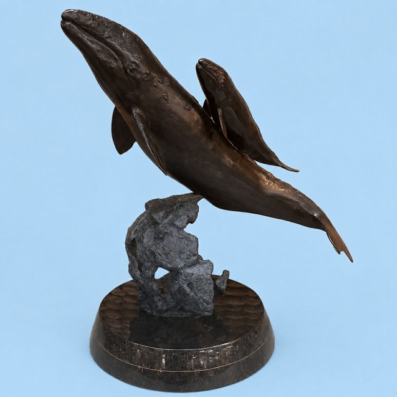 Artist Proof Sculpture by Robert Wyland "Humpback Whales & Calf"