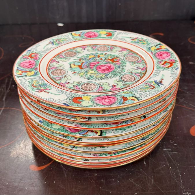 SET/24 Vintage Lord & Taylor Rose Medallion Dinner/B&B Plates 10.25/6.25"