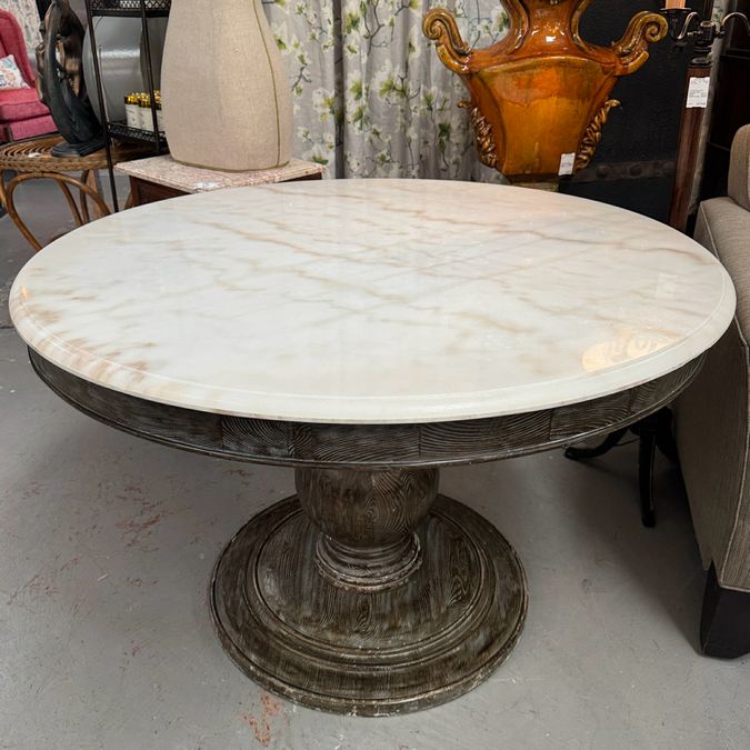 Arhaus Luca Dining Table W/Marble Top 48" Dia x 31"H