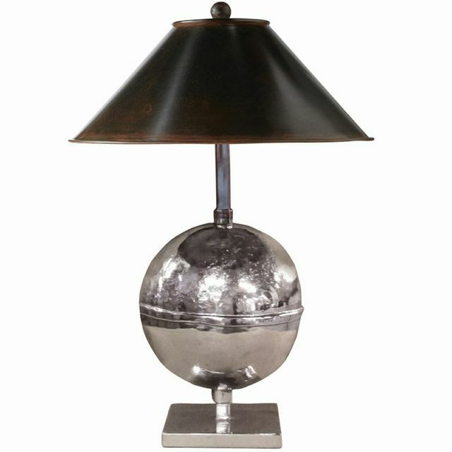 Jan Barboglio Luna Nickel Lamp & Shade 20.5x20.5x31