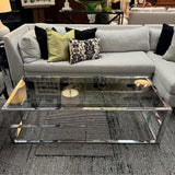 MCM Staggered Chrome & Smoke Glass Coffee Table 57x27x16