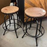 SET/2 Adjustable Height Rustic Barstools 15" Dia.