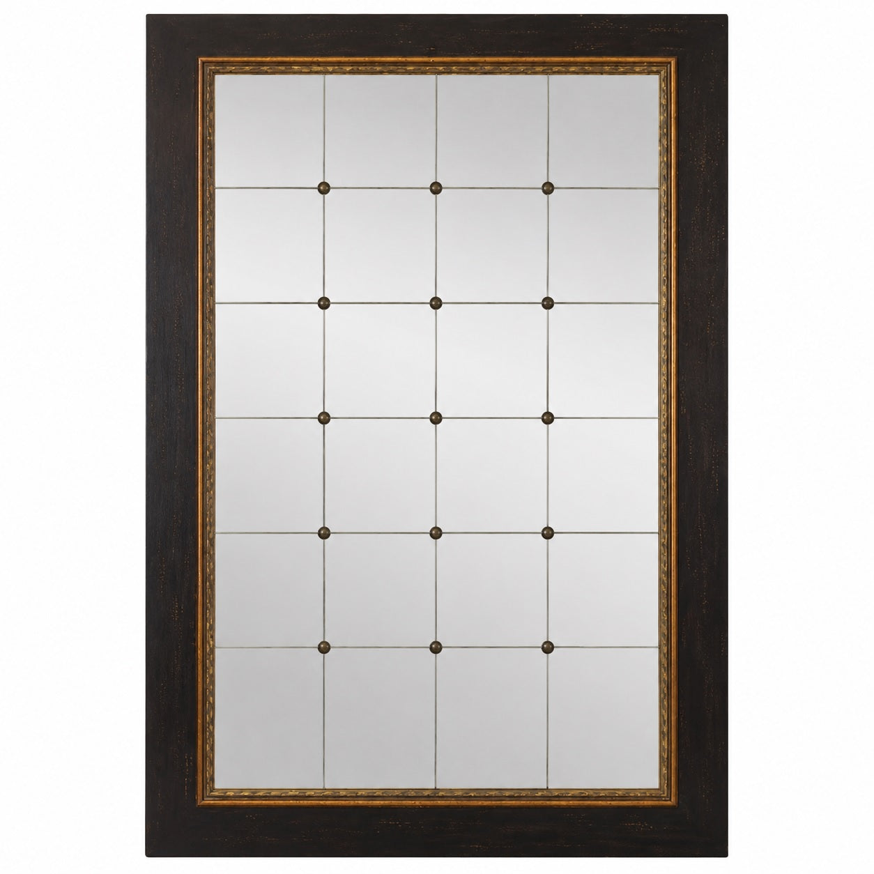 Black Framed Rossette Paneled Mirror 40"x60"