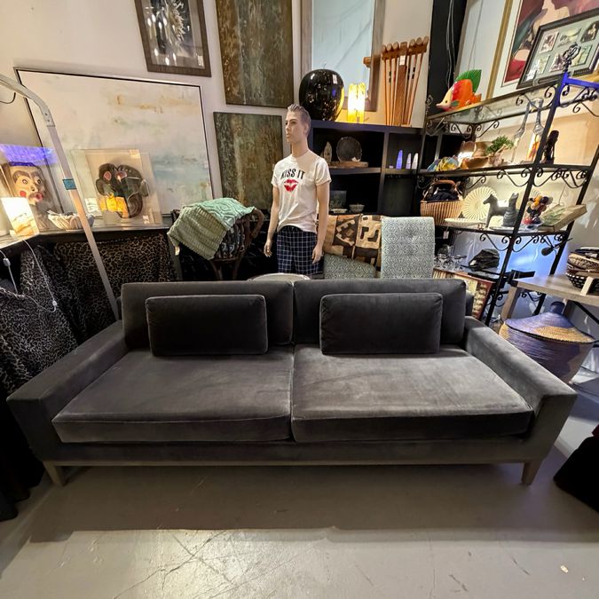 Restoration Hardware Italia Track Arm 2 Graphite Cushion Sofa 8'x45"D