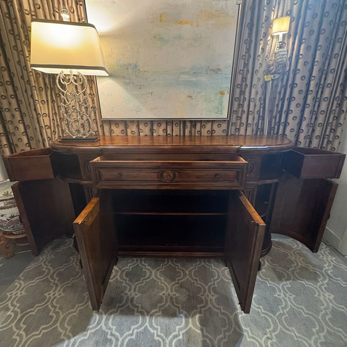 Century Walnut Credenza W/Hand Scraped Wood Top 86x21x45.5