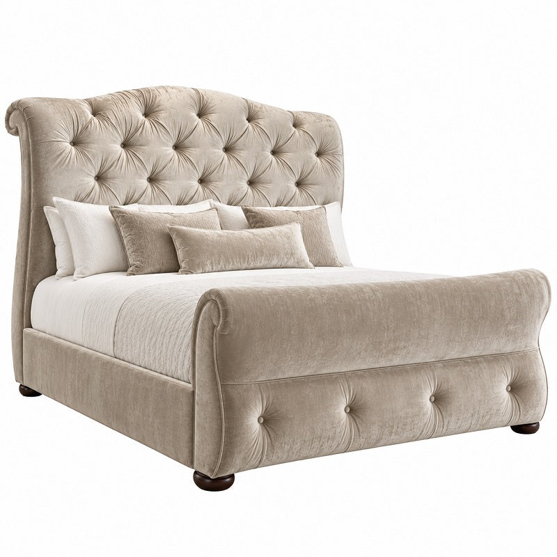 Bernhardt Tufted Velvet Tufted King Head/Footboard W/SRs, Metal SLs