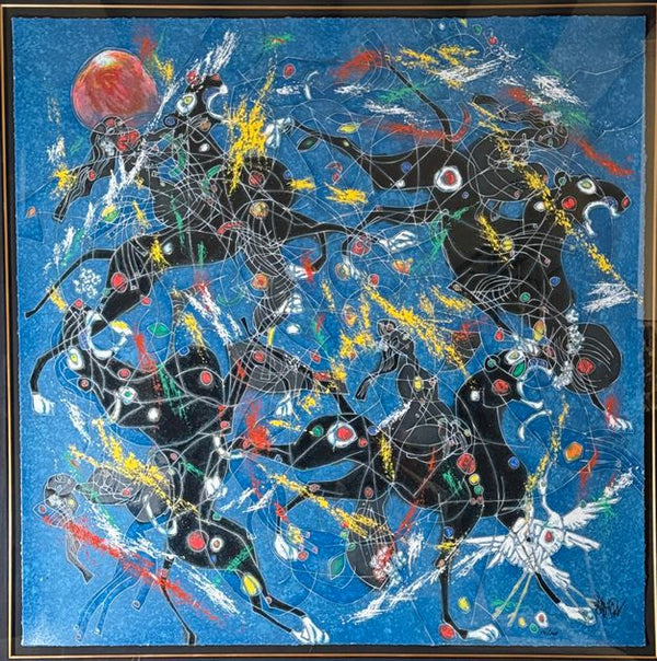 "Song of Panthers" S/N Seriograph by Jiang Tie Feng 40x40 (52x52 Framed)