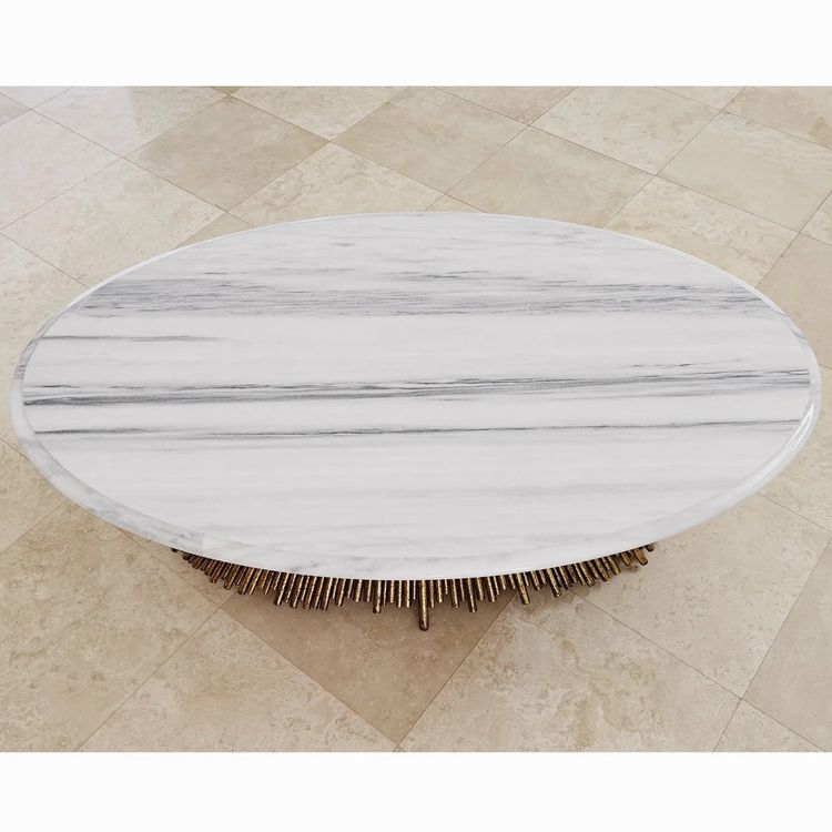Ambella Home Marble Top "Pick Up Sticks" Coffee Table W/Gold Base 51x30x18.5