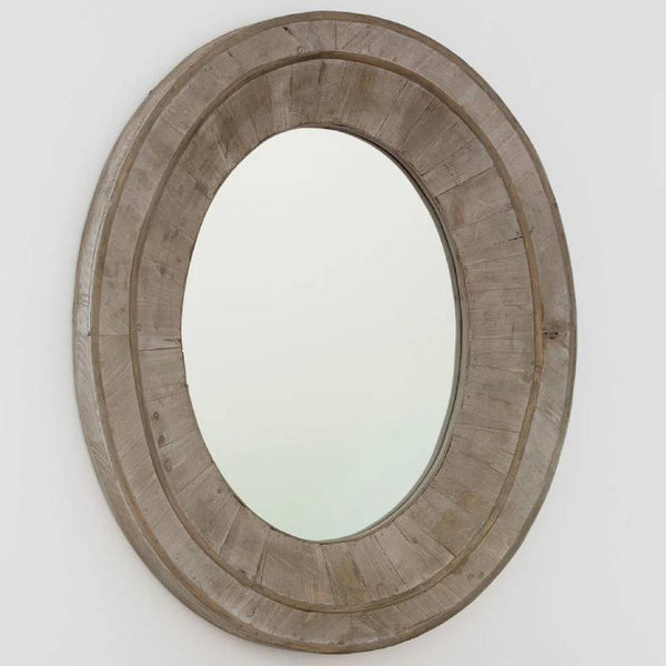 Restoration Hardware Rustic Reclaimed Wood Oval Mirror 28x2.5x33