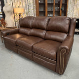 Bradington Young Burke Power Motion Brown Leather Sofa 87x40.5x41