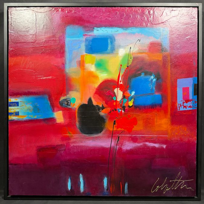 Original "Enter Into Red" Signed Painting 26x26