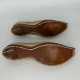 Leather Mughal Moorish Shoes with Gold Embroidered Thread 10"L