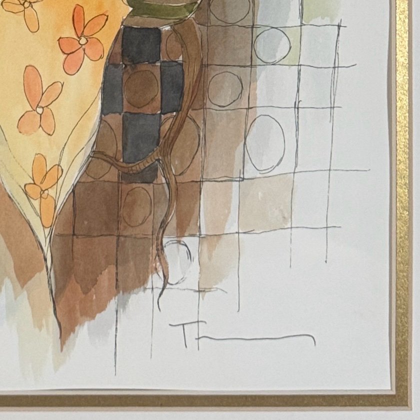 Original Signed "Untitled" Watercolor Painting by Tarkay W/COA 29"Hx24.5"W (16x1