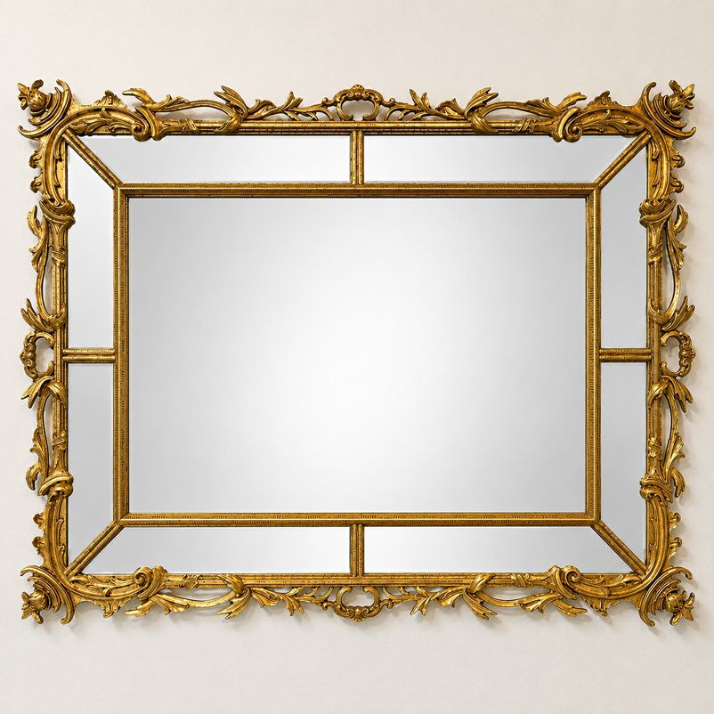 Venetian Style Gilt Gold Rococo Crest Mirror 55x43