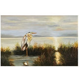 Vintage Signed Heron Oil Painting 46x34 (canvas:36x24)