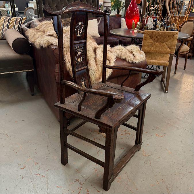 19th C. Chinese High Yoke Back Chair 23x26x46