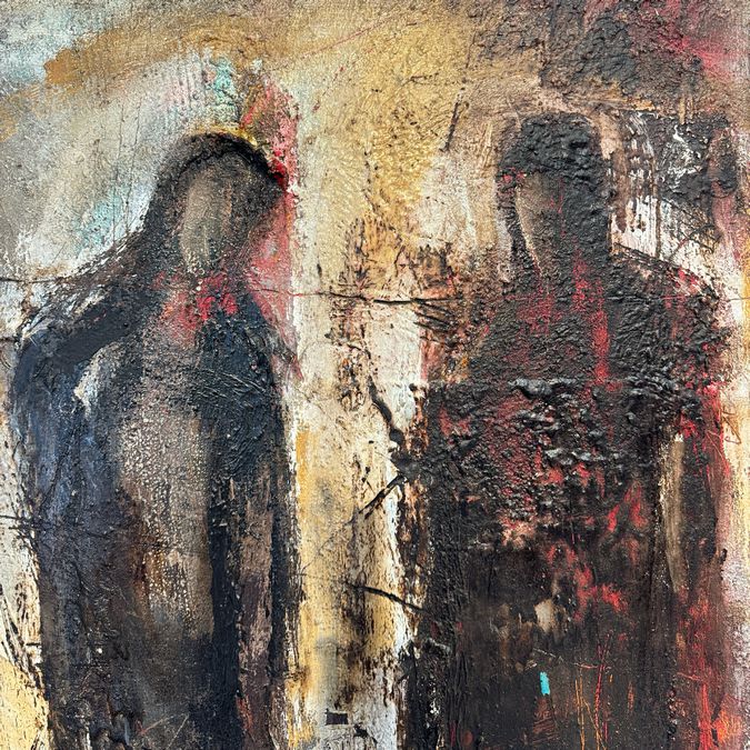 Abstract Oil Painting "Every Man" by Amy Wright 54x54