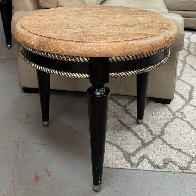 Swaim Round Stone Top Side Table 32x32x28