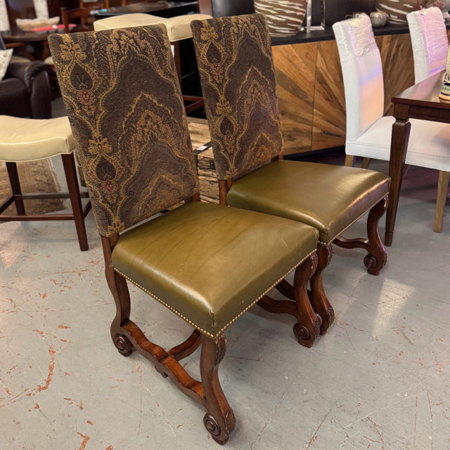 SET/6 Hooker Leather & Upholstered Side Chairs 21x24x44.5