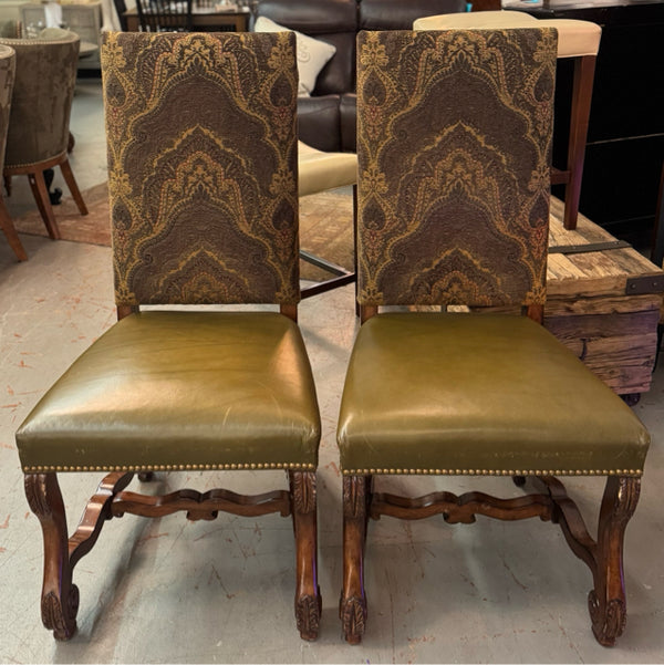 SET/6 Hooker Leather & Upholstered Side Chairs 21x24x44.5