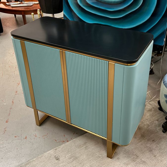 Mayfair Modern 2-Dr Cabinet W/Gold Metal Frame 39x18x36