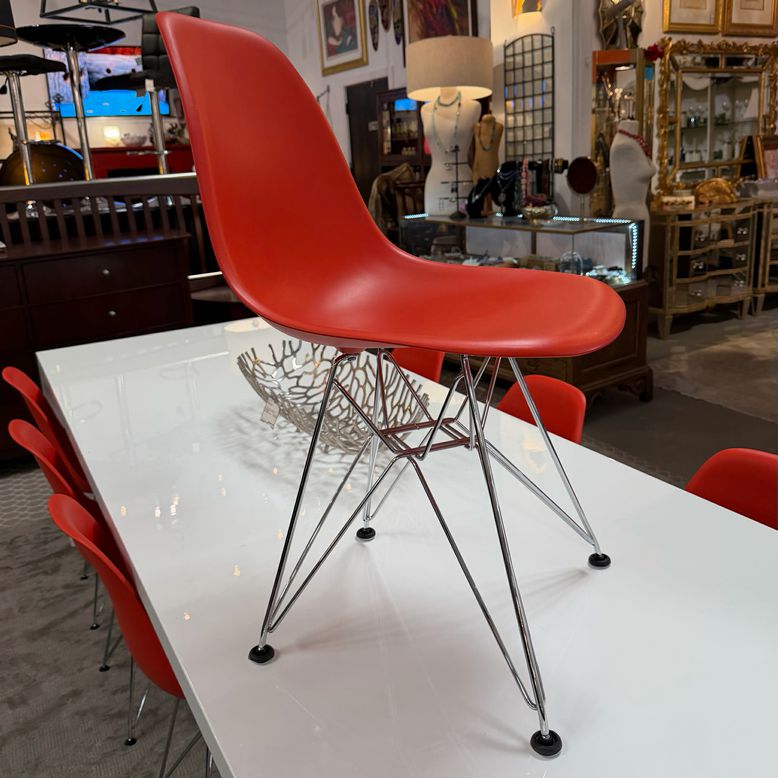 SET/4 Herman Miller Eames Molded Red/Orange Chairs 18x21x32