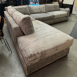 Custom Susan Semmelmann Gray & Cream Sectional 115"/104"Lx38"Dx34"H