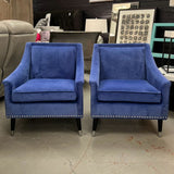 SET/2 Periwinkle Velvet Sitting Chairs 28.5x31x33