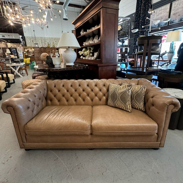 Leathercraft Soft Brown Chesterfield Sofa 76x34x29