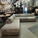 Custom Susan Semmelmann Gray & Cream Sectional 115"/104"Lx38"Dx34"H