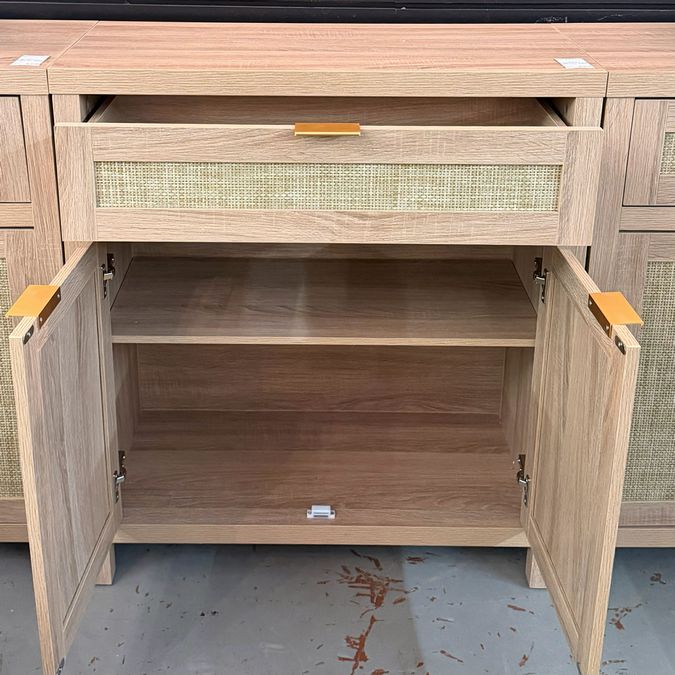 Rattan & Wood 2-Dr/1-Drw Credenza 30x14x34 (3 Avail)