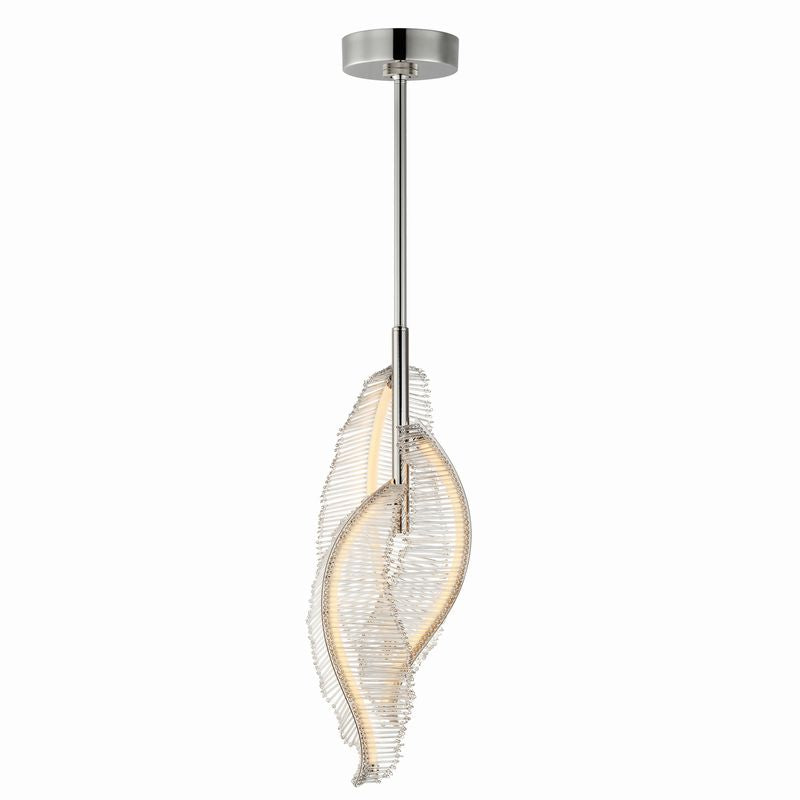 Studio M Lillet Art Nouveau Style Lucite Leaf Pendant 30"-65"H