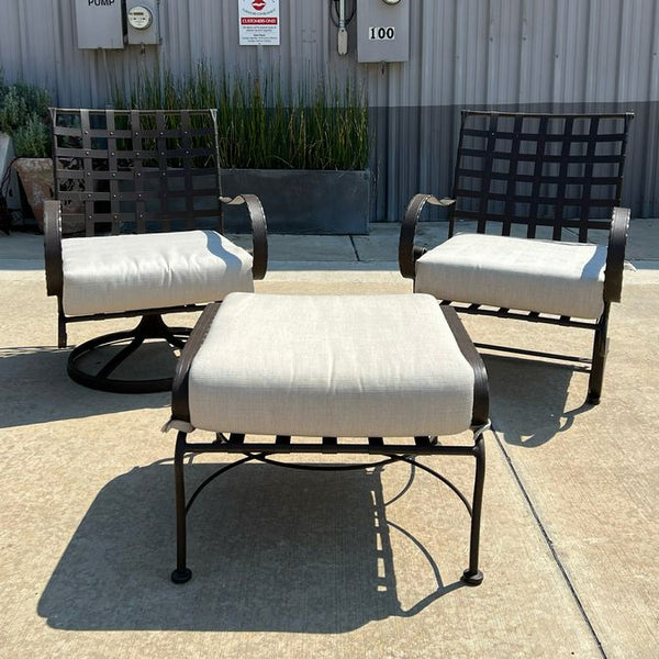 PAIR O.W.Lee Classico Accent Chairs W/Ottoman