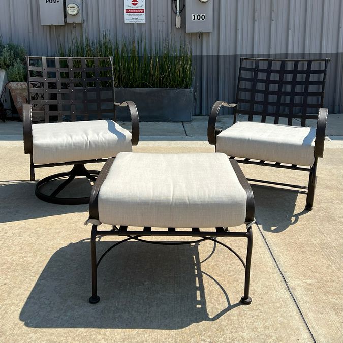 PAIR O.W.Lee Classico Accent Chairs W/Ottoman