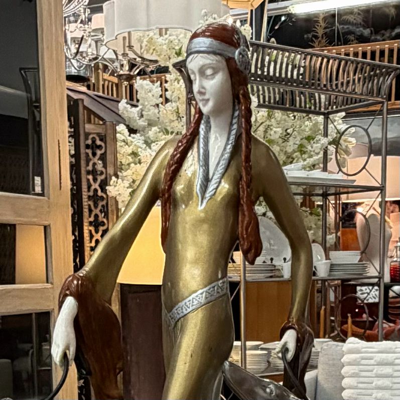 "The Aristocrats" Signed Statue on Onyx by (Otto) Prof. Poertzel 20"x20"x6.25"D