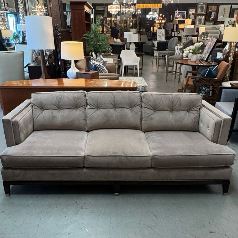 Michael Weiss for Vanguard Mushroom Velvet Sofa 87x36x35.5