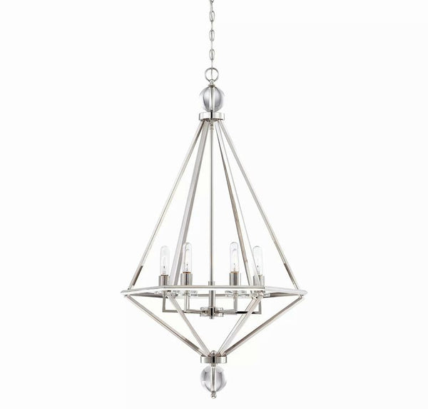 Savoy House Tekoa 6-Lt Nickel & Crystal Pendant 25.5"Wx44.5"H