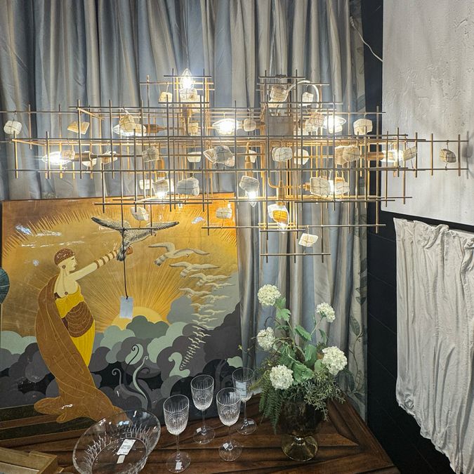 Kare Design Gold & Salt Stone Chandelier 50x10x20