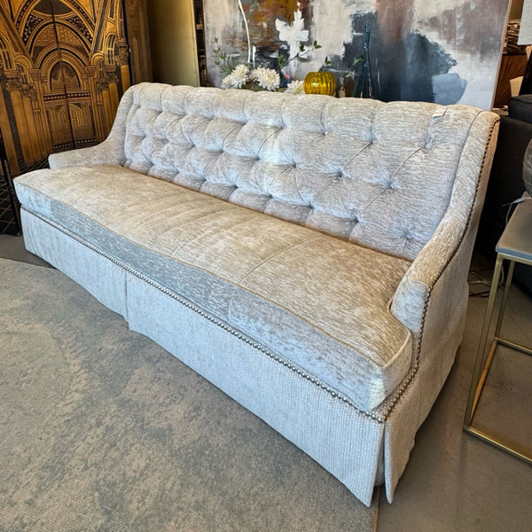 Custom Paul Robert Tufted-Back Skirted Sofa 84x36x35.5