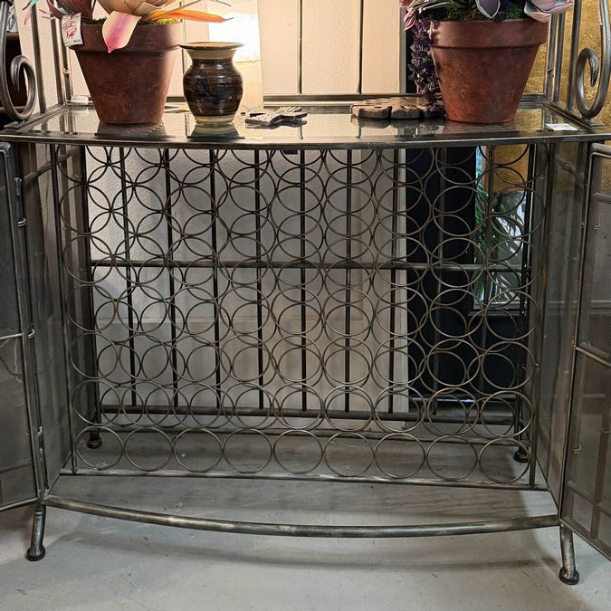 Metal Faux Bamboo Oversized Wine Rack/Bar 42x18x73
