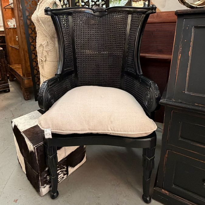 Guild Master 699019P Caned Wingback Chair W/Cushion 32x26x50