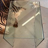 Late 19th Century 1/2" Glass Waterfall Side Table 22x28x28