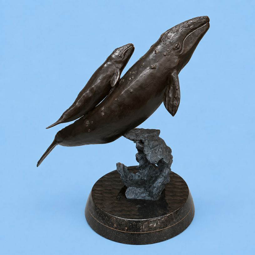 Artist Proof Sculpture by Robert Wyland "Humpback Whales & Calf"